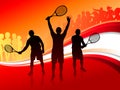 Tennis Team with Red Abstract Crowd
