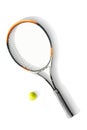 Tennis. Tennis ball and racket the white background. Isolated. Sport Royalty Free Stock Photo