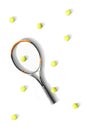 Tennis. Tennis racket and balls the white background. Isolated. Sport Royalty Free Stock Photo