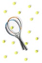 Tennis. Tennis rackets and balls the white background. Isolated. Sport Royalty Free Stock Photo