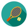 Tennis vector icon, Tennis ball icon, Tennis racket symbol. Modern, flat long shadow vector icon for web site, mobile app,