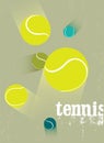 Tennis vintage grunge style poster. Retro vector illustration with tennis balls.