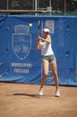 Tennis woman player at international tournament.