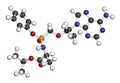 Tenofovir alafenamide antiviral drug molecule (prodrug of tenofovir). 3D rendering. Atoms are represented as spheres with