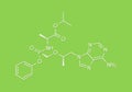 Tenofovir alafenamide antiviral drug molecule prodrug of tenofovir. Skeletal formula.