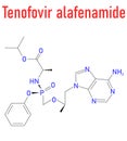 Tenofovir alafenamide antiviral drug molecule, prodrug of tenofovir. Skeletal formula.