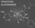 Tenofovir alafenamide antiviral drug molecule. Prodrug of tenofovir. Skeletal formula. Royalty Free Stock Photo