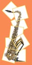 Tenor sax in boxed puzzle Royalty Free Stock Photo