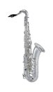 Silver Tenor Saxophone, Sax Woodwind Music Instrument Isolated on White background Royalty Free Stock Photo