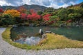 Tenryu-ji garden in fall, Arashiyama, Kyoto, Japan Royalty Free Stock Photo