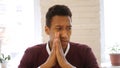 Tense Pensive Afro-American Man in Thought, Serious Designer in Studio