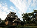 The Tenshu (keep tower) of the Matsue Castle (Ã¦ÂÂ¾Ã¦Â±Å¸Ã¥Å¸Å½Ã¥Â¤Â©Ã¥Â®Ë) under sunset in Matsue City, Shimane, JAPAN