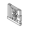 tensile testing materials engineering isometric icon vector illustration