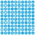 100 tension icons set blue