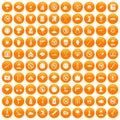 100 tension icons set orange