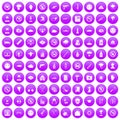 100 tension icons set purple
