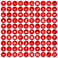 100 tension icons set red