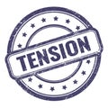 TENSION text on indigo blue grungy vintage round stamp