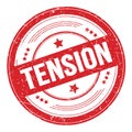 TENSION text on red round grungy stamp