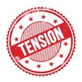 TENSION text written on red grungy round stamp