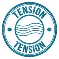 TENSION text written on blue round postal stamp sign