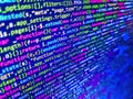 Tensorflow AI concept. Coding programmer abstract background. Modern application Source abstract algorithm concept. Database bits Royalty Free Stock Photo