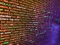 Tensorflow AI concept. HTML5 in editor for website development. Css3 code on a colorful background. Software developer programming Royalty Free Stock Photo