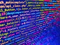 Tensorflow AI concept. HTML5 in editor for website development. Future technology creation process. Modern web development Royalty Free Stock Photo