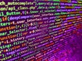 Tensorflow AI concept. HTML5 in editor for website development. Future technology creation process. Modern web development Royalty Free Stock Photo