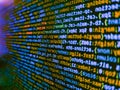 Tensorflow AI concept. Lines of code of a software with several colors. Python programming developer code. Data encryption Royalty Free Stock Photo
