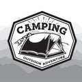 Camping Lamp vintage Black and White Adventure Outdoor Logo Vector Royalty Free Stock Photo