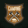 Camping Lamp vintage Black and White Adventure Outdoor Logo Vector Royalty Free Stock Photo