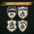 Camping Lamp vintage Black and White Adventure Outdoor Logo Vector Royalty Free Stock Photo