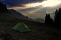 Tent on an alpine meadow in Obwalden, Switzerland