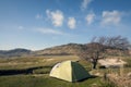 Tent at Calgary beach on Mull Royalty Free Stock Photo