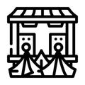 tent camp near stage line icon vector illustration