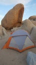 Tent Camping at Jumbo Rocks in Joshua Tree National Park, California Royalty Free Stock Photo