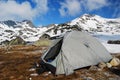 Tent camping in mountains romania