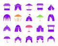 Tent color silhouette icons vector set Royalty Free Stock Photo