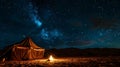 Tent in desert under starry sky creating a serene atmosphere