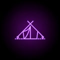 tent dusk style icon. Elements of Summer holiday & Travel in neon style icons. Simple icon for websites, web design, mobile app, Royalty Free Stock Photo