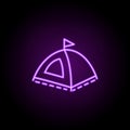 tent dusk style icon. Elements of Summer holiday & Travel in neon style icons. Simple icon for websites, web design, mobile app, Royalty Free Stock Photo