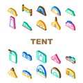 tent equipment tourism icons set vector Royalty Free Stock Photo