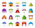 Tent simple flat color icons vector set Royalty Free Stock Photo