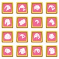 Tent forms icons set pink square vector