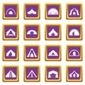 Tent forms icons set purple