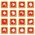 Tent forms icons set red square vector Royalty Free Stock Photo