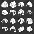 Tent forms icons set grey vector