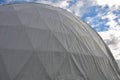 Tent with hemispherical structure with triangle support frame. The white plastic is made of white plastic tarpaulin. The casing ha Royalty Free Stock Photo