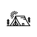 Black line icon for Tent, circus and marquee Royalty Free Stock Photo